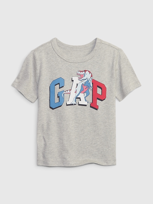 Organic Cotton T-Shirt With Dino Print Light Gray Mix