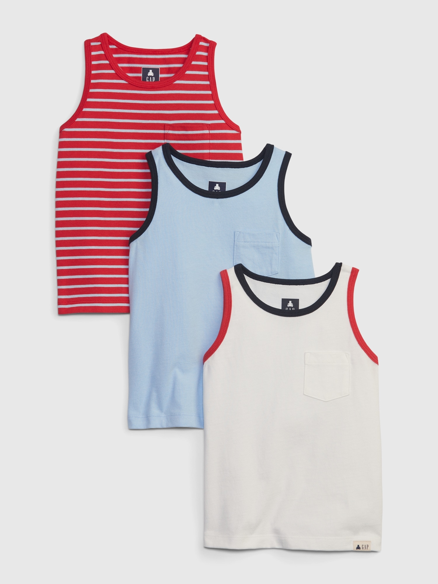 Gap Toddler 100% Organic Cotton Mix and Match Tank Top (3-Pack) blue. 1