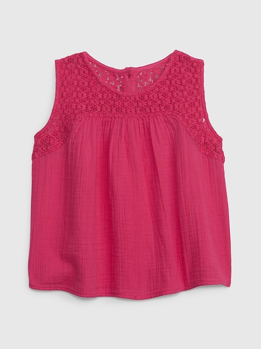 Image number 1 showing, Kids Crinkle Gauze Crochet Top