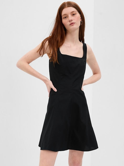 1 of 8 showing, with the color black of product Square Neck Mini Dress