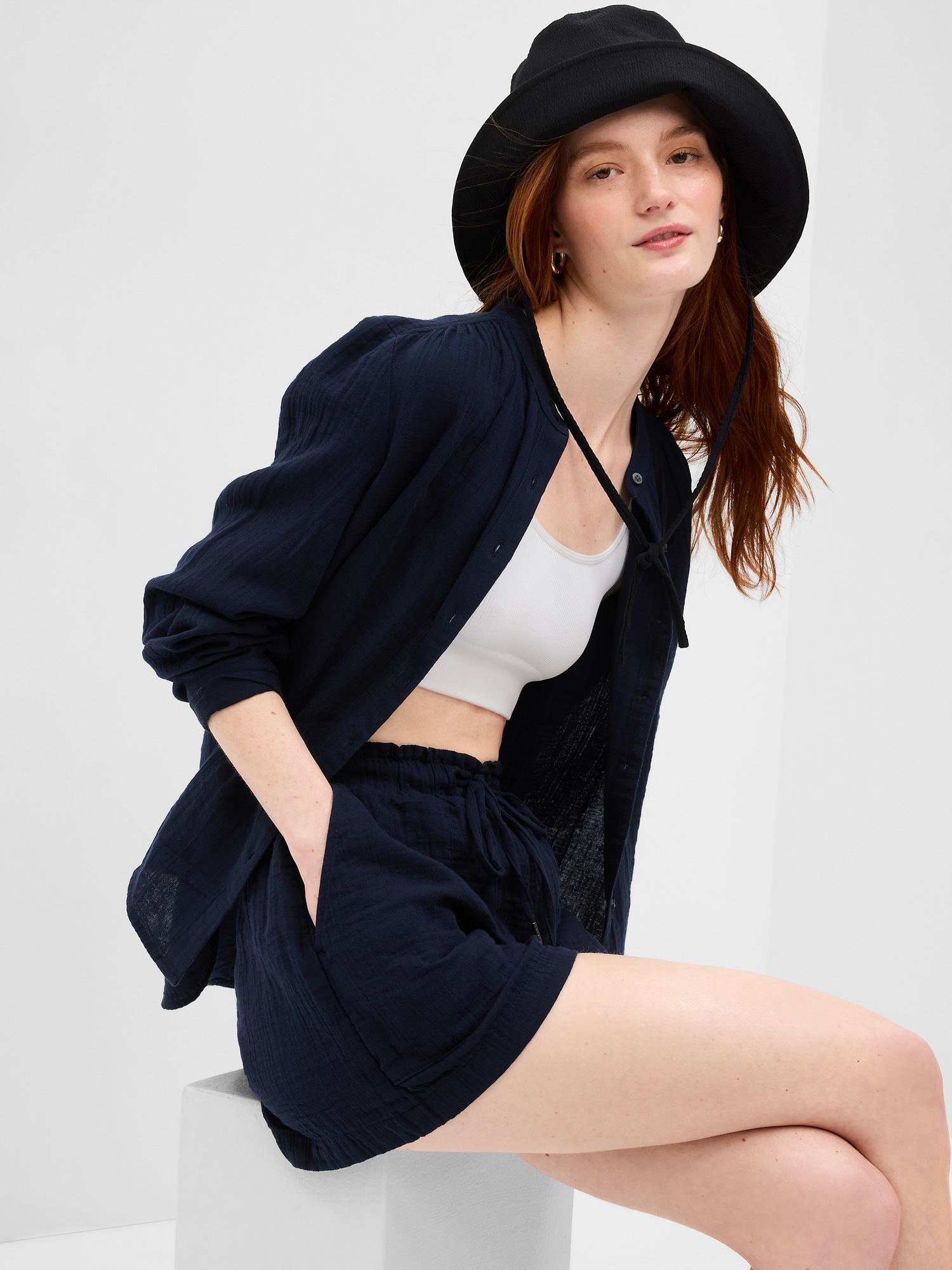 Gap Crinkle Gauze Shirt blue. 1 Gap Crinkle Gauze Shirt blue. 1