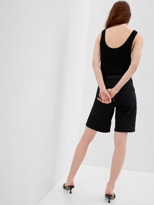 Image number 2 showing, 10" High Rise Stride Denim Bermuda Shorts