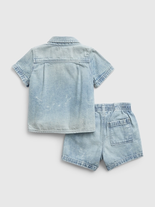 Image number 2 showing, Baby Denim Outfit Set with Washwell