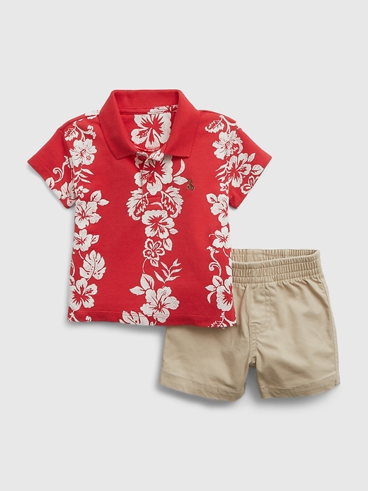 Image number 1 showing, Baby Floral Polo Outfit Set