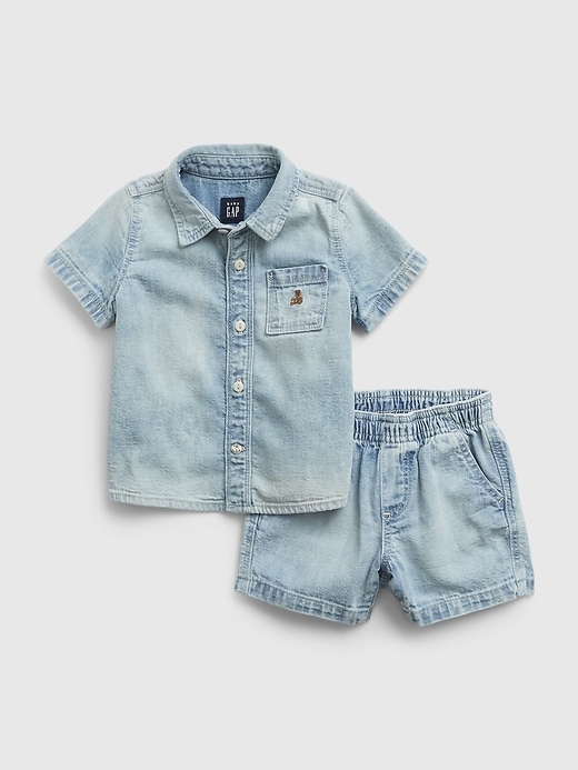 Image number 1 showing, Baby Denim Outfit Set with Washwell