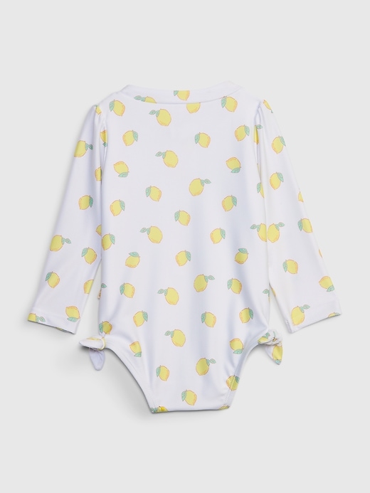 2 of 8 showing, with the color new off white of product Baby Recycled Lemon Rash Guard Swim One-Piece