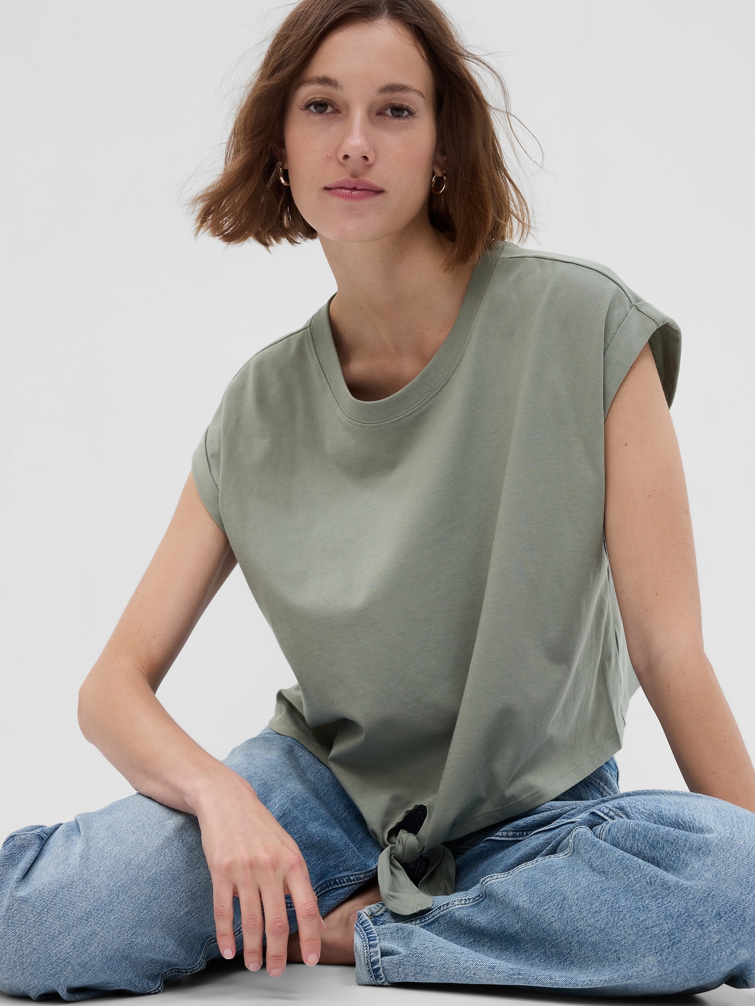 Organic Cotton Vintage Tie-Front Dolman T-Shirt | Gap