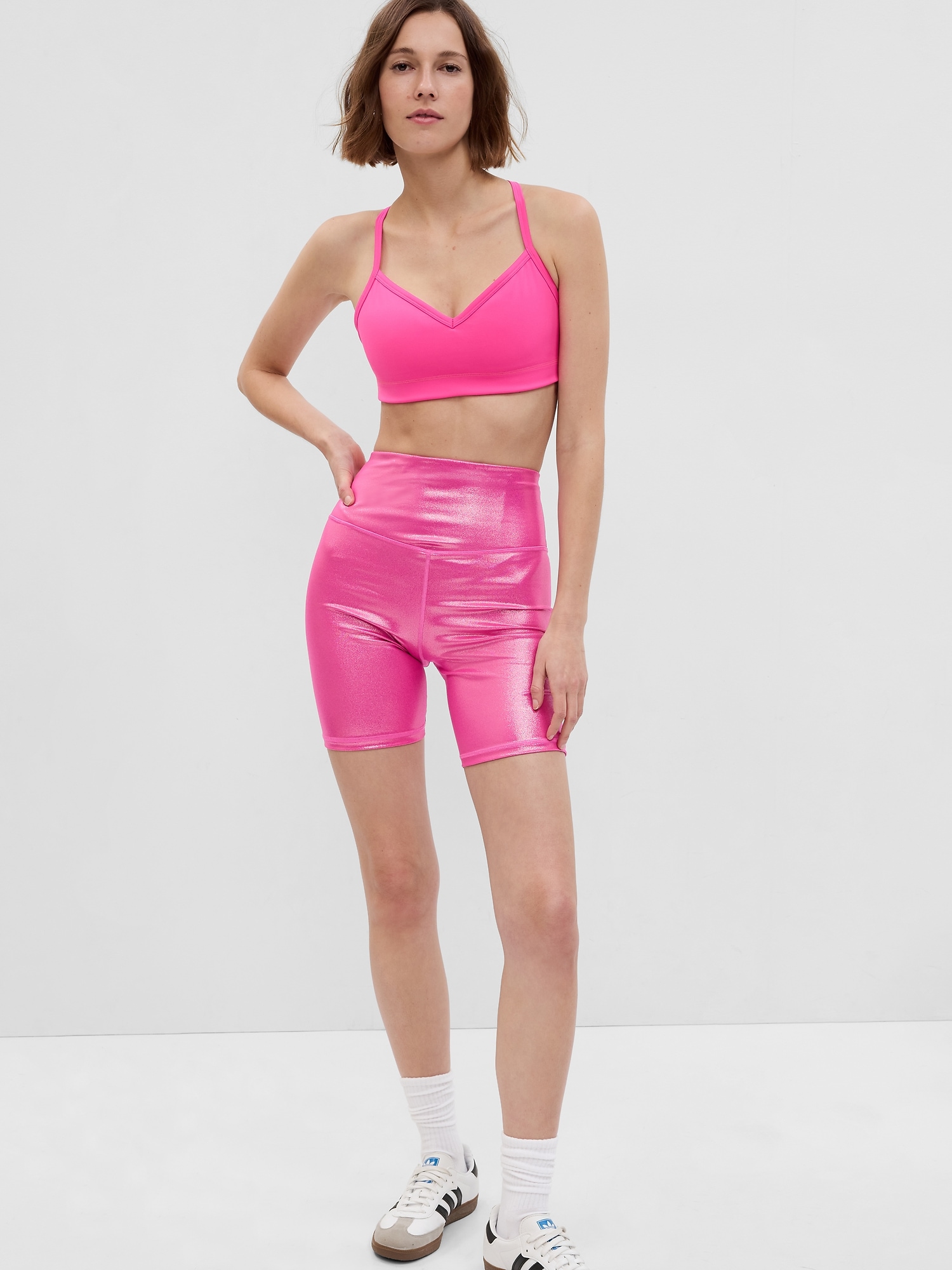 Gap Fit Recycled Power Bike Shorts In Pink Shimmer ModeSens