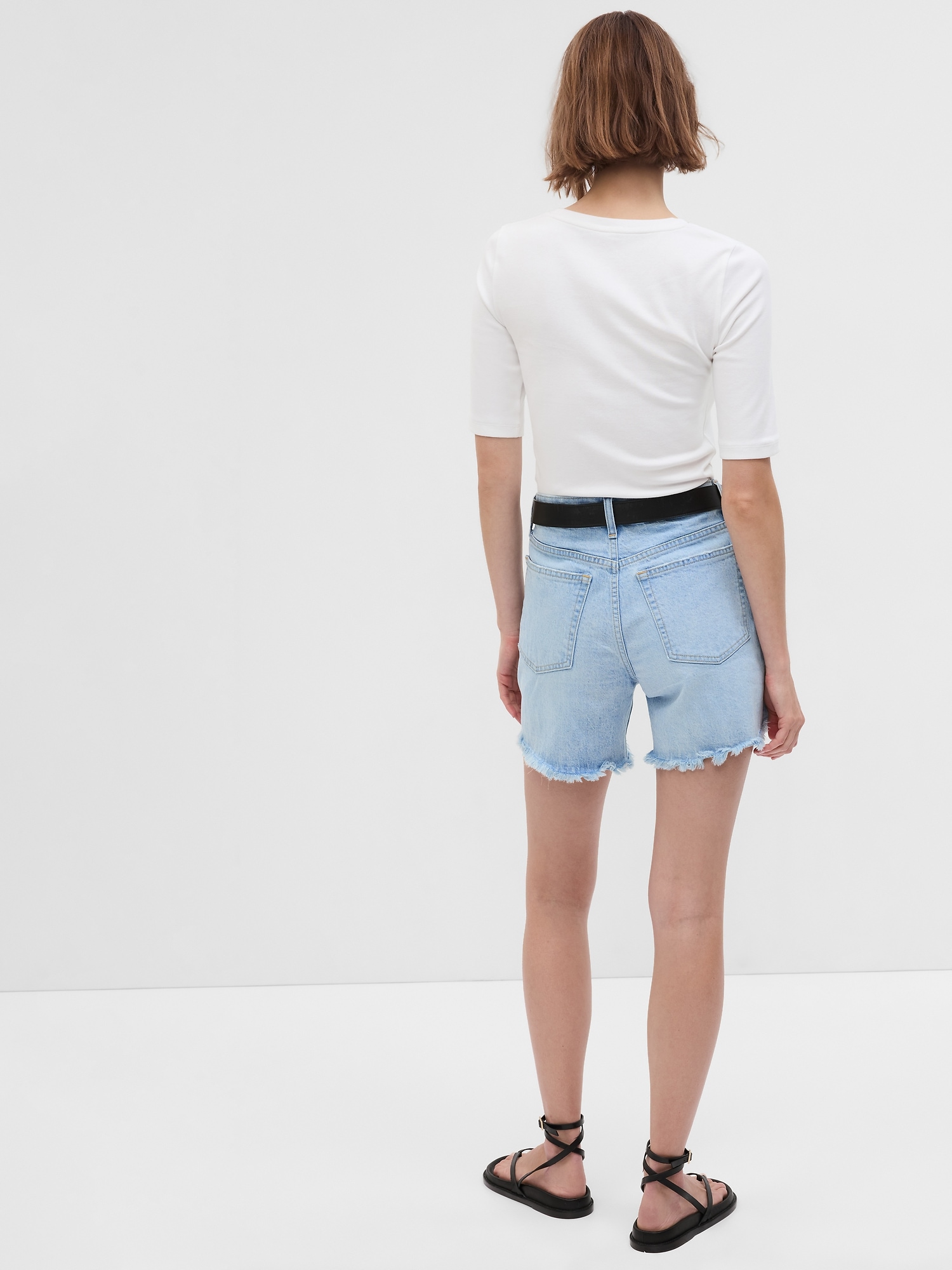 6" High Rise Cheeky Midi Denim Shorts Gap