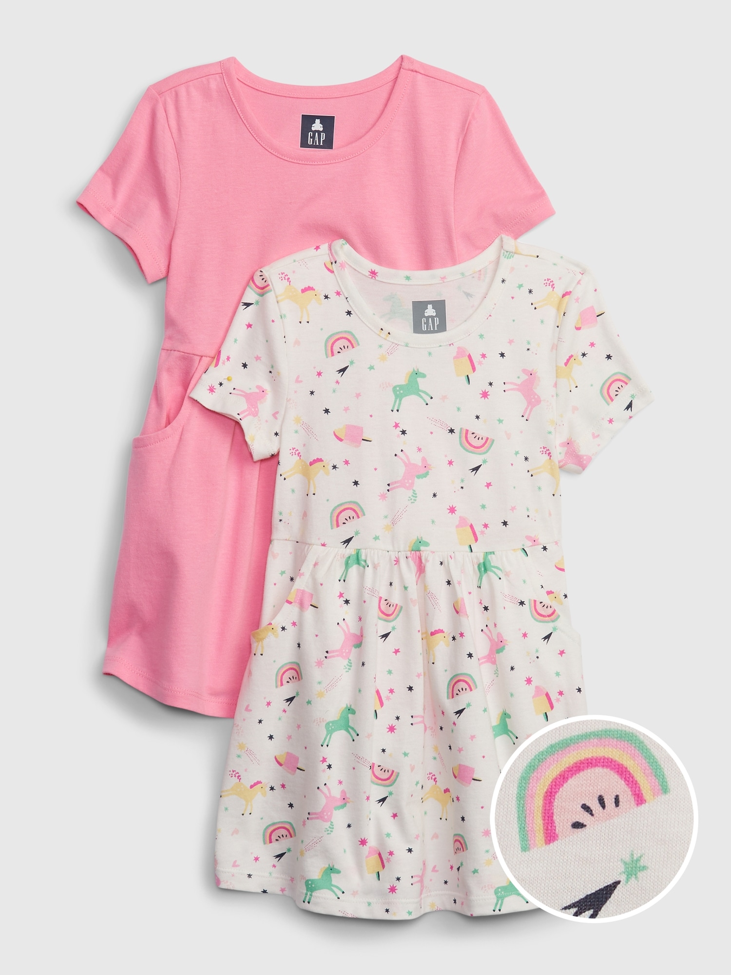 Gap Toddler 100% Organic Cotton Mix and Match Skater Dress (2-Pack) pink. 1