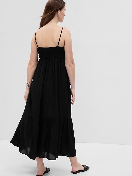 2 of 8 showing, with the color true black of product Maternity Smocked Maxi Dress