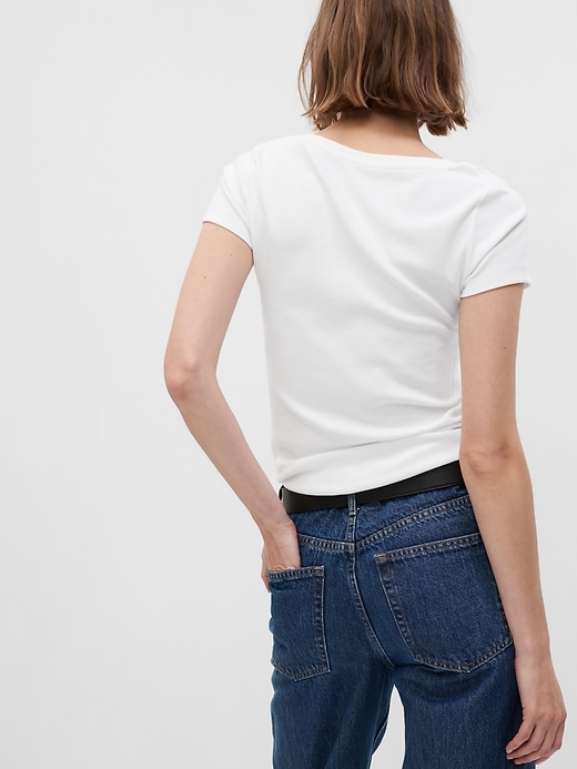 2 of 8 showing, with the color white of product Modern Square Neck T-Shirt