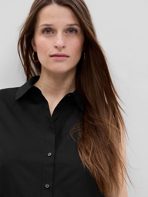 Image number 4 showing, Maternity Poplin Button-Down Tank Top