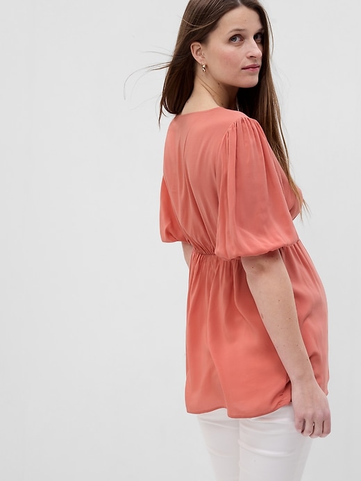 Image number 2 showing, Maternity Puff Sleeve Wrap Top