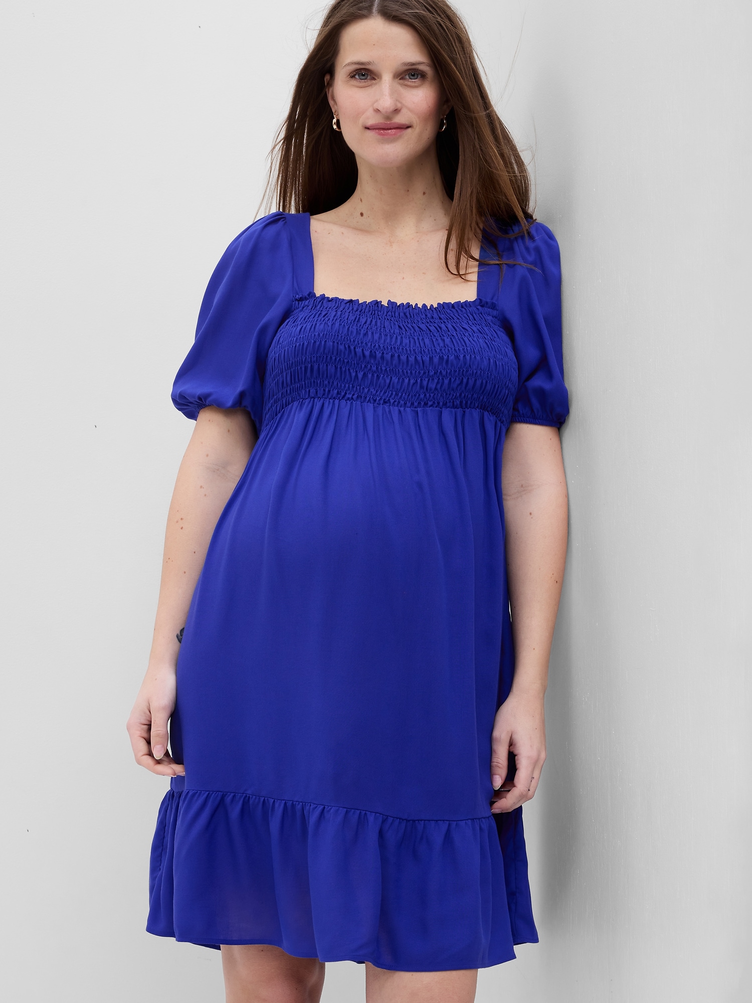 Maternity Smocked Midi Dress