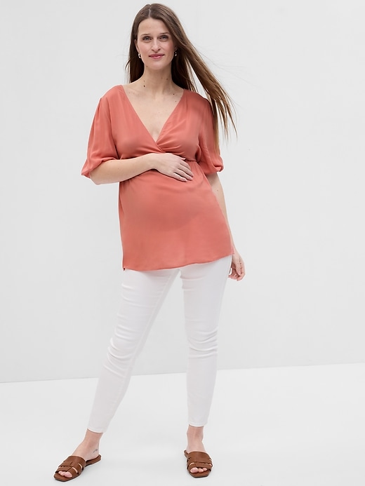 Image number 3 showing, Maternity Puff Sleeve Wrap Top