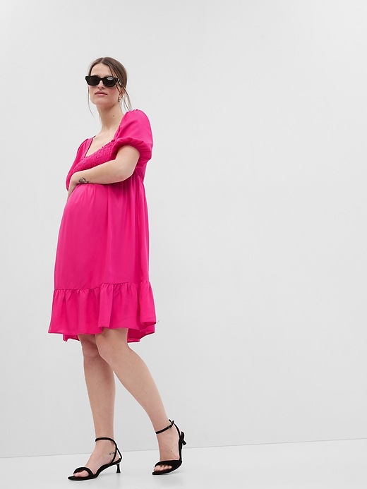 View large product image 1 of 1. Maternity Smocked Midi Dress