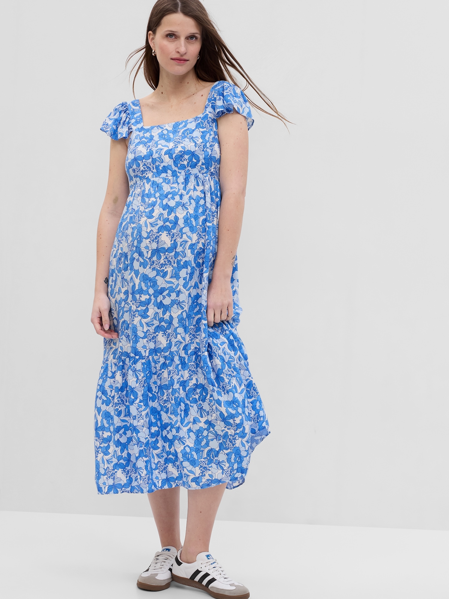 Maternity Flutter Sleeve Midi Dress | Gap