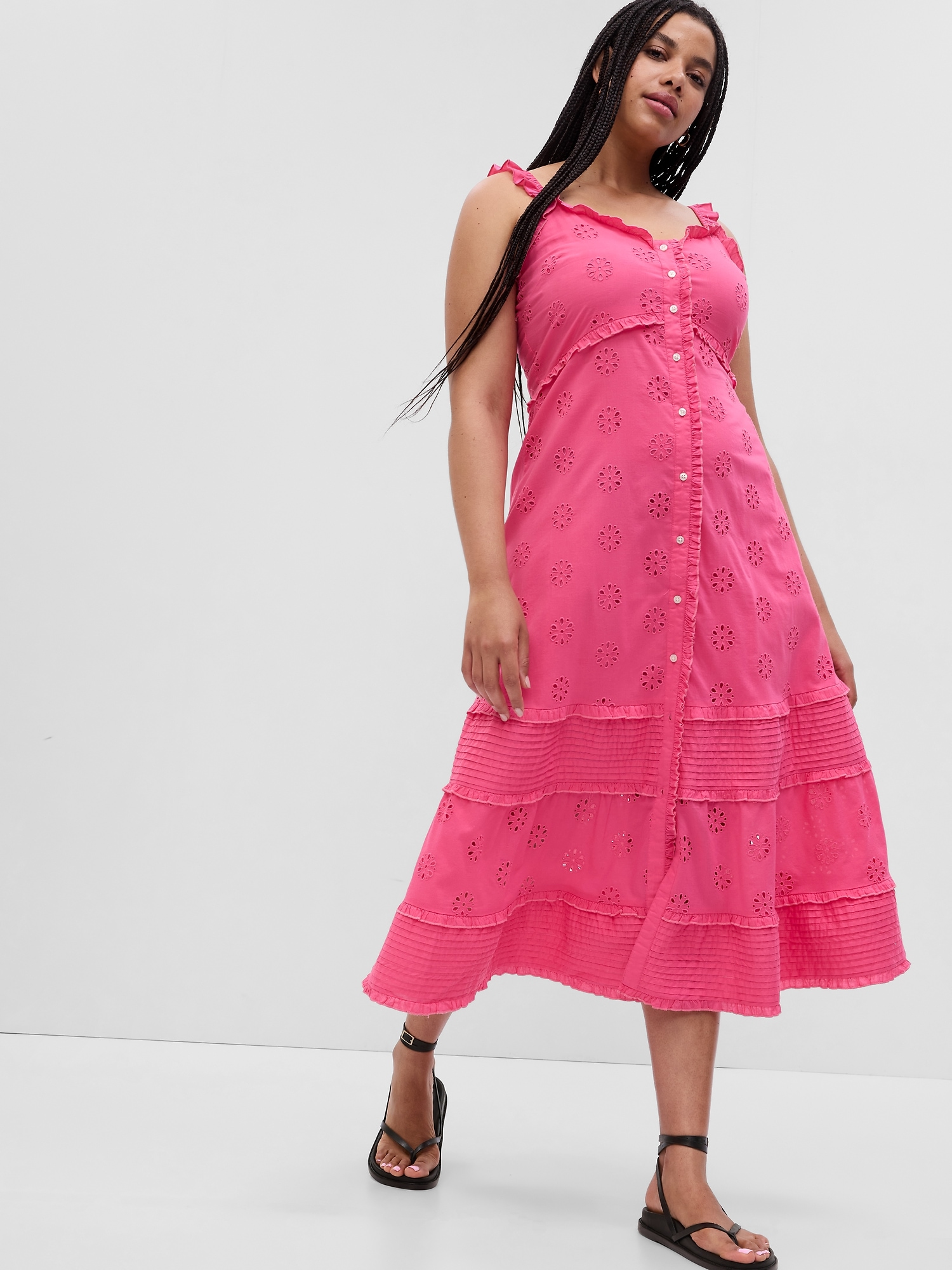 Ruffle Hem Eyelet Maxi Dress Gap