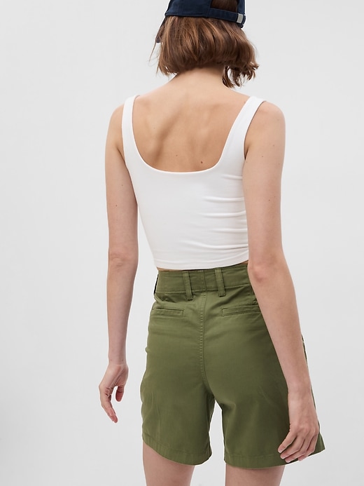 2 of 8 showing, with the color desert cactus green of product 7" Downtown Khaki Shorts