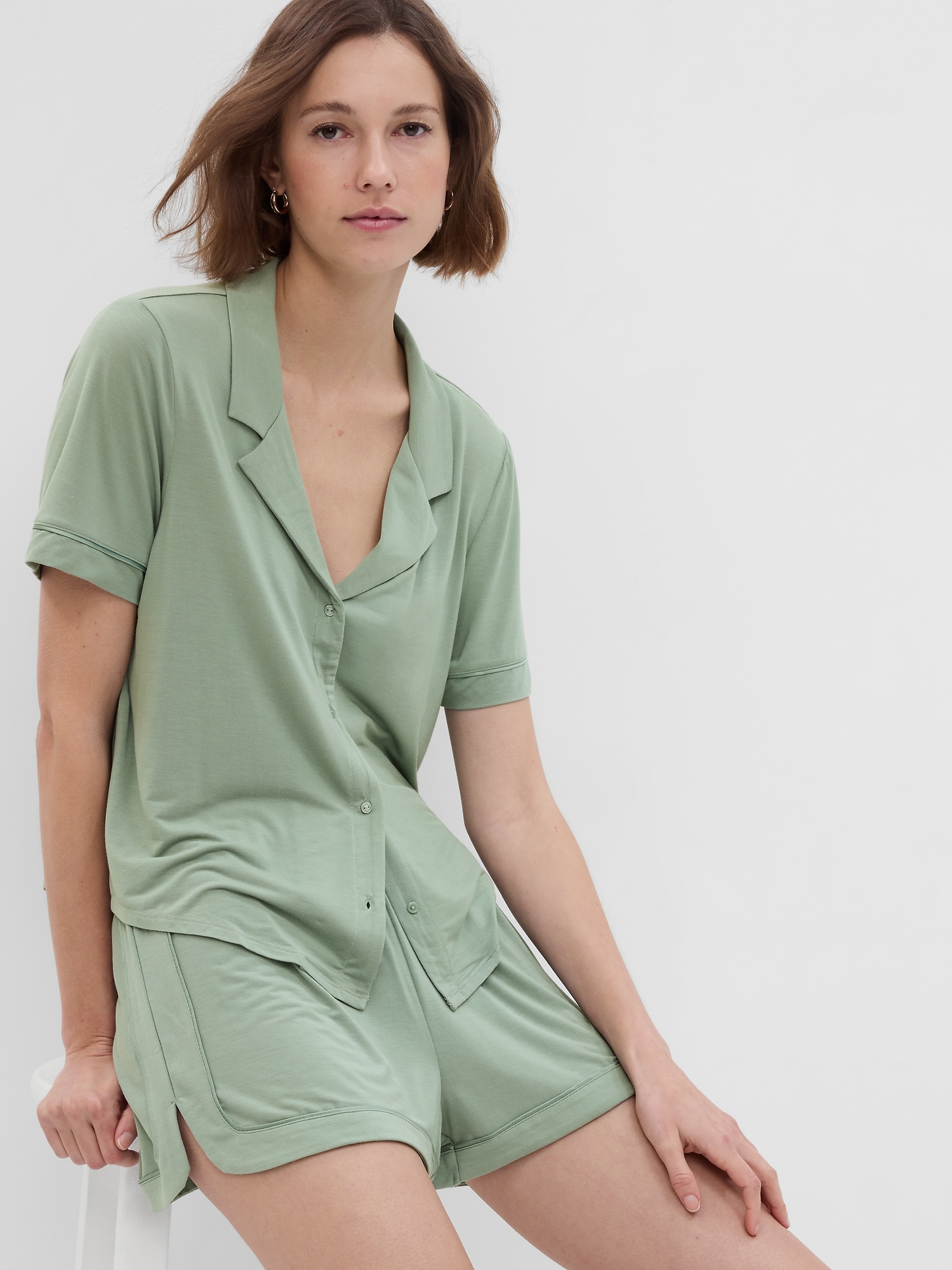 Gap Modal Pajama Shirt green. 1