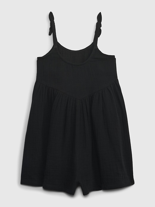 2 of 8 showing, with the color true black of product Toddler Crinkle Gauze Romper