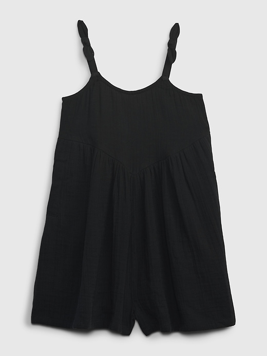 1 of 8 showing, with the color true black of product Toddler Crinkle Gauze Romper