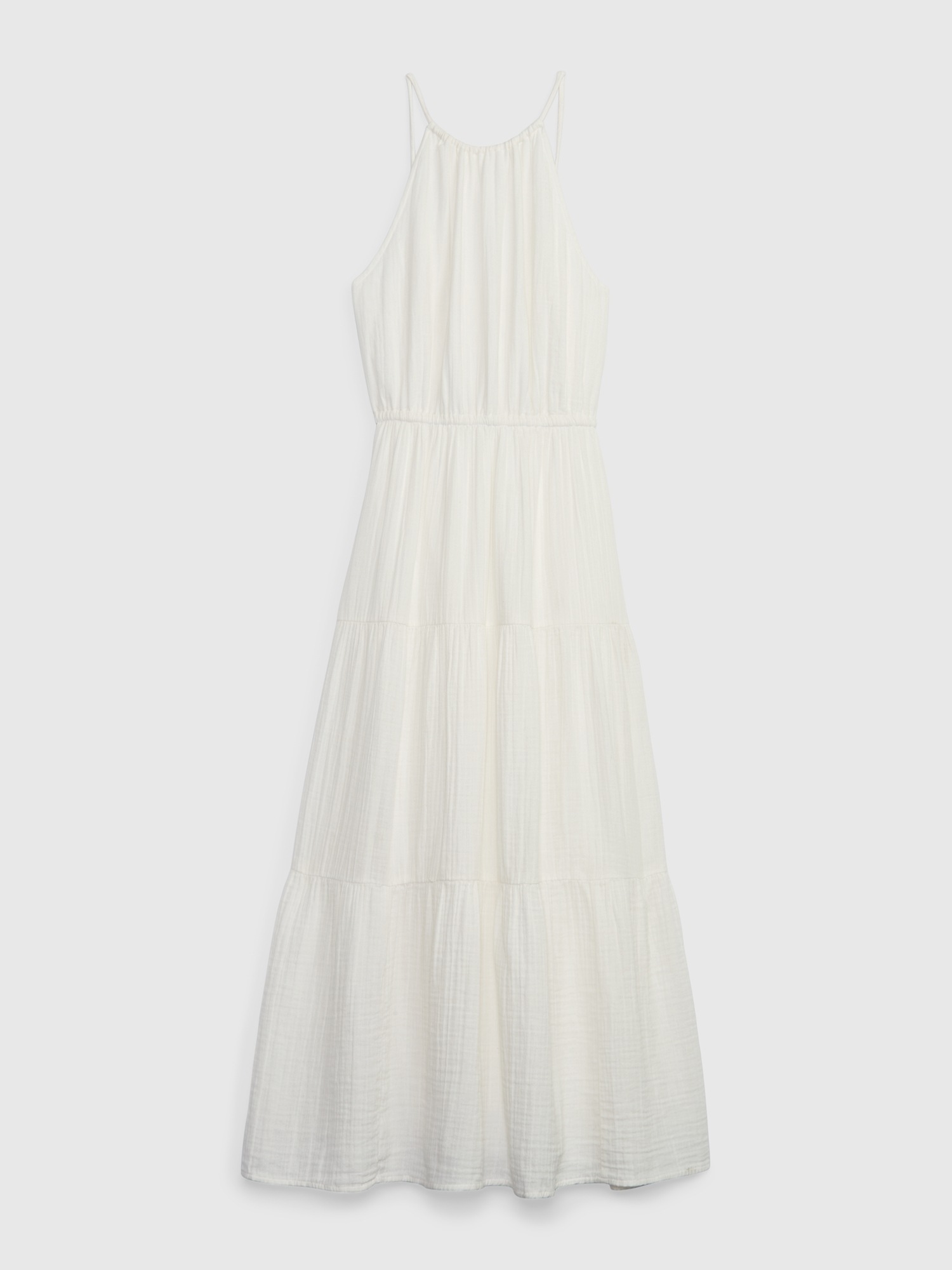 Crinkle Gauze Halter Keyhole Tiered Maxi Dress Gap