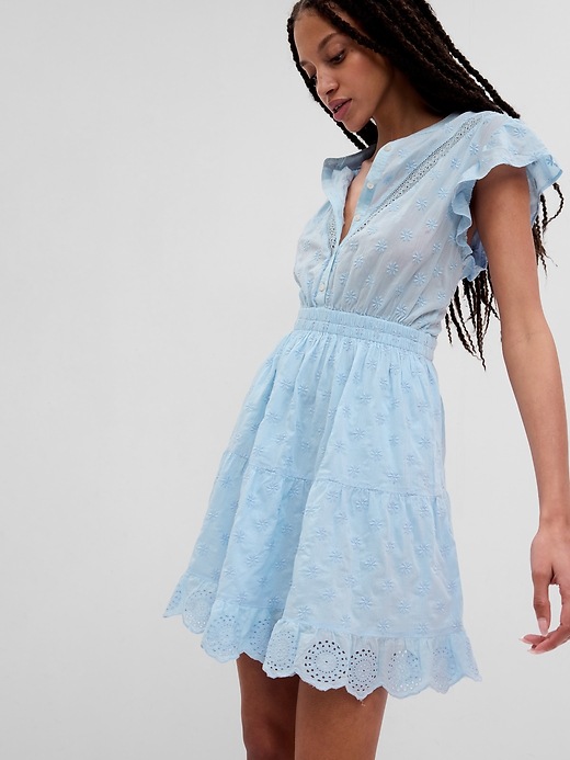 Image number 3 showing, Flutter Sleeve Lace Mini Dress