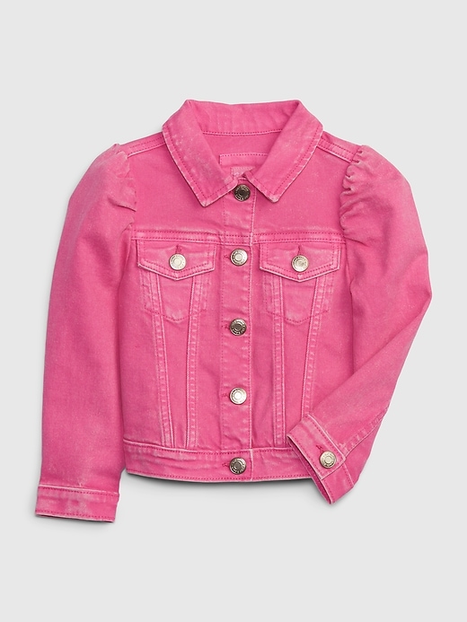 View large product image 1 of 3. Gap &#215 Barbie&#153 Toddler Puff Sleeve Icon Denim Jacket