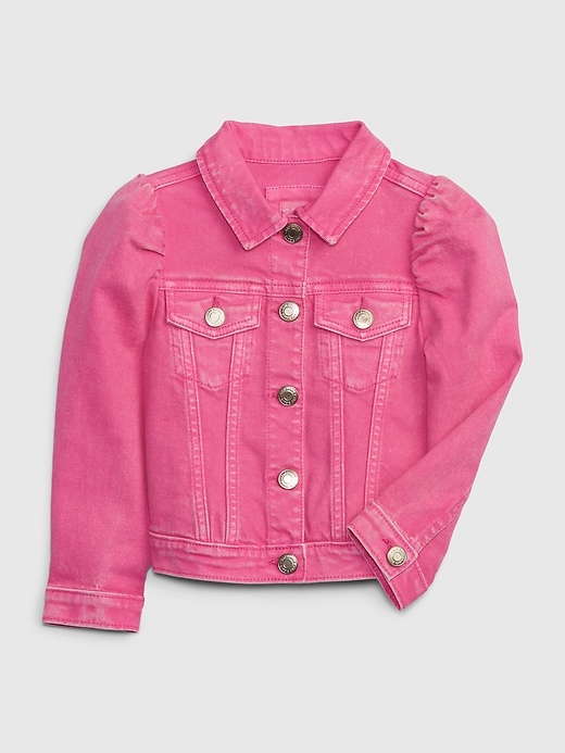 View large product image 1 of 3. Gap × Barbie™ Toddler Puff Sleeve Icon Denim Jacket with Washwell