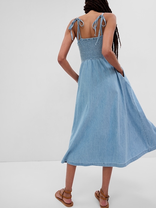Organic Cotton Denim Corset Midi Dress | Gap