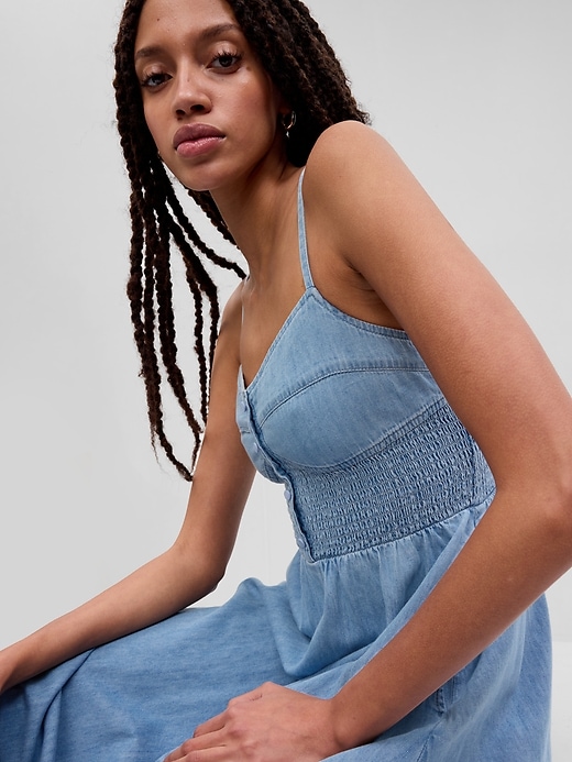 Organic Cotton Denim Corset Midi Dress