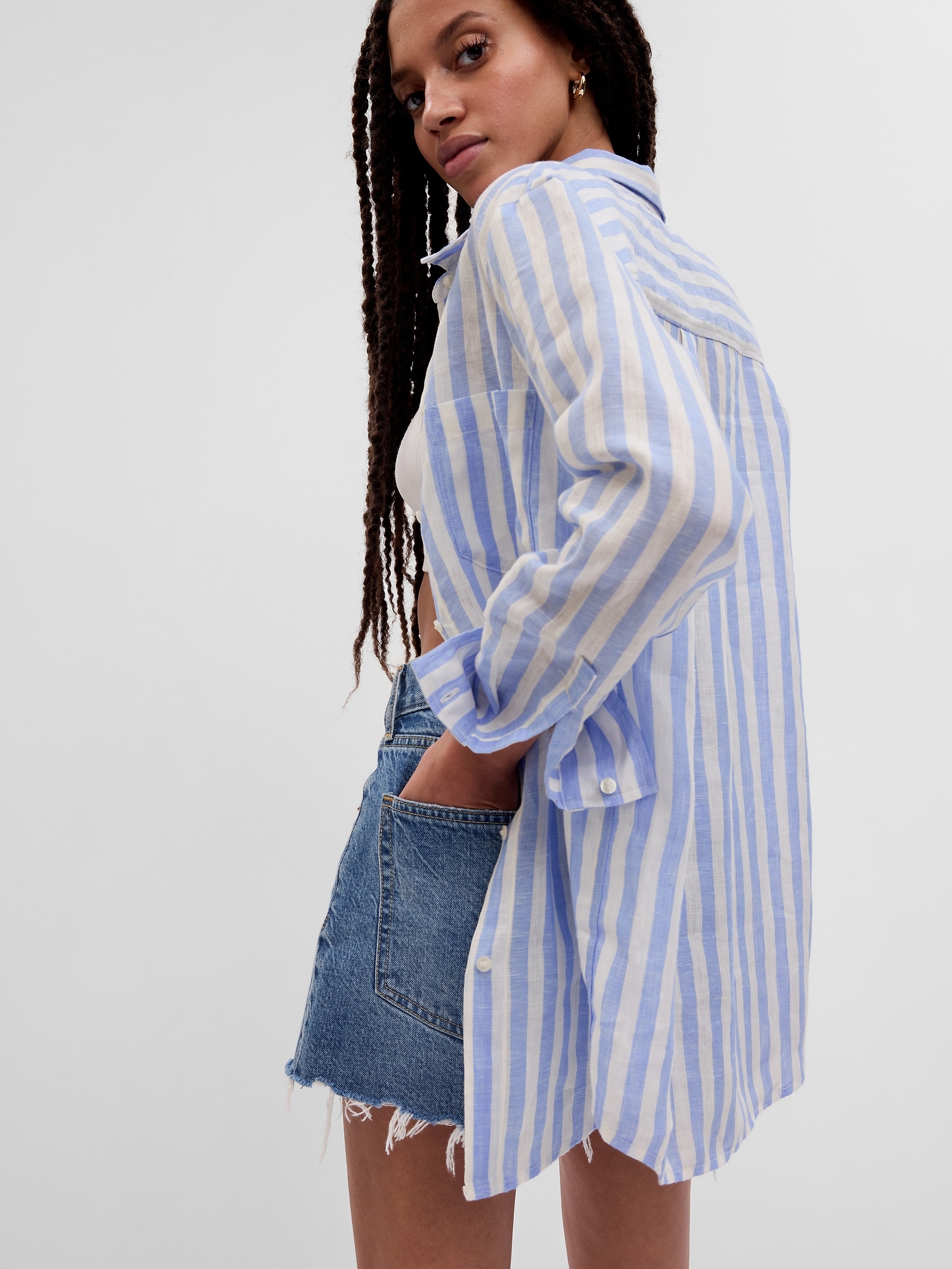 Linen Boyfriend Shirt Gap