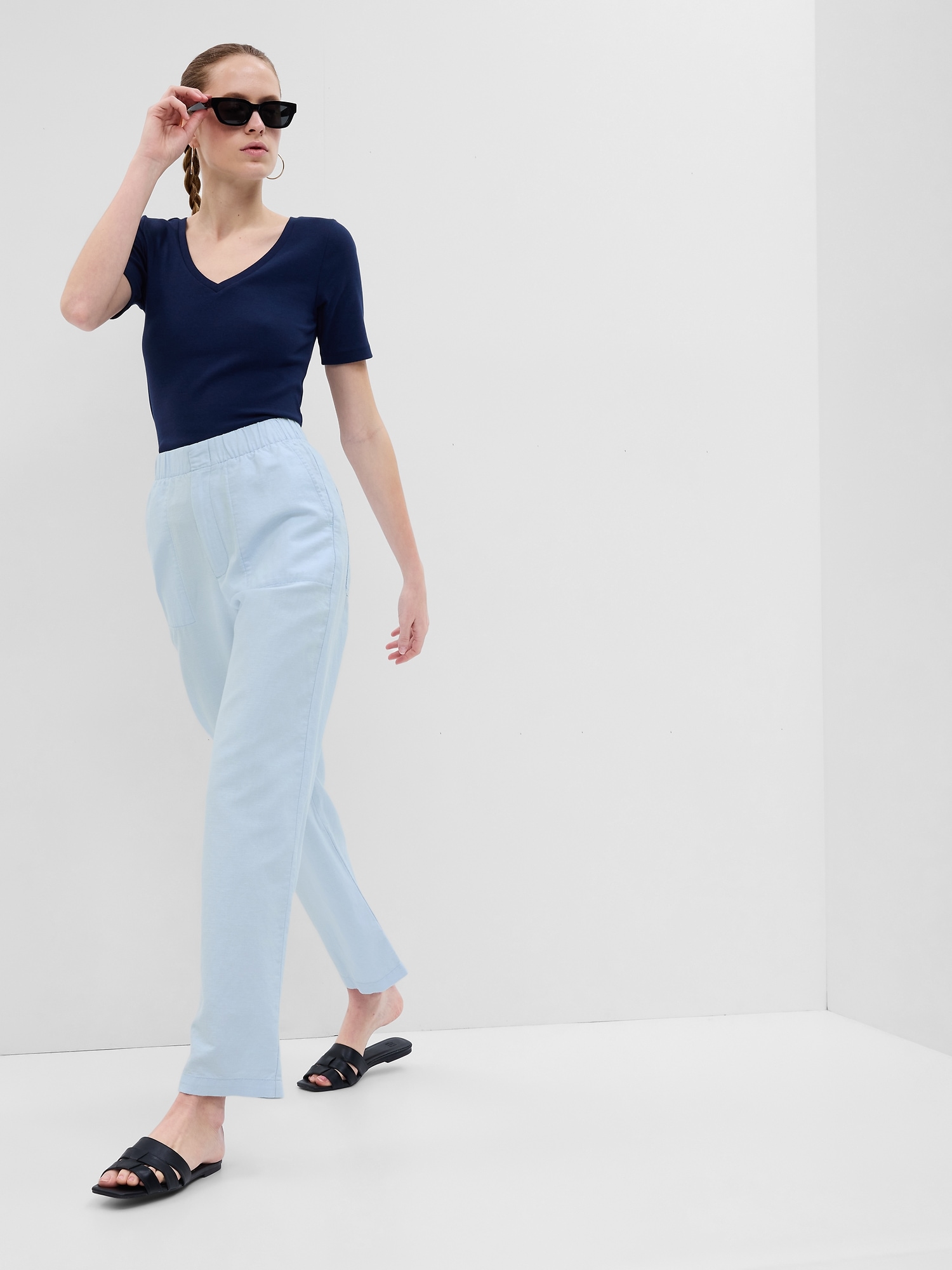 Linen Cotton Pull On Pants Gap