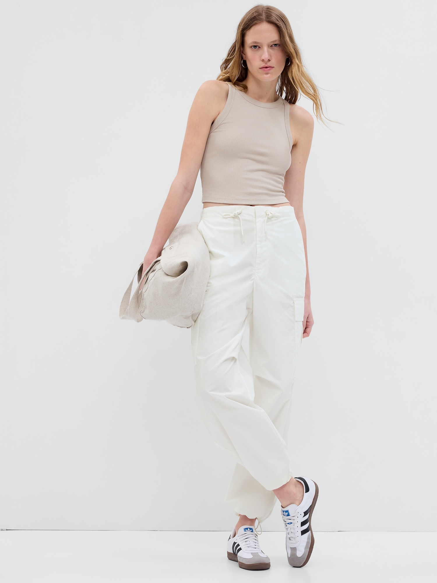 Wide Leg Cargo Pant in White | Glassons