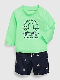 View large product image 3 of 3. Baby Recycled Rash Guard Swim Two-Piece