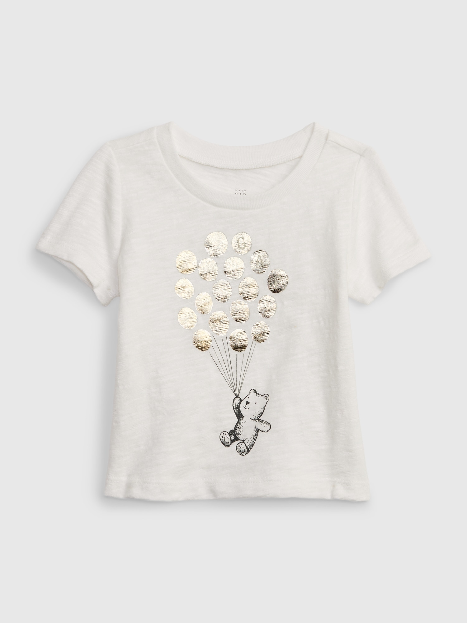 Gap Baby 100% Organic Cotton Brannan Bear Metallic Graphic T-Shirt
