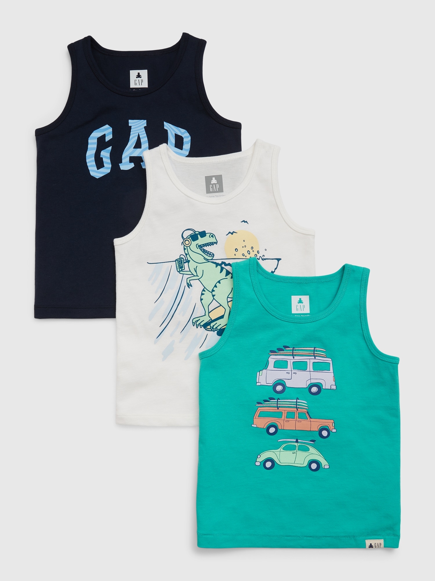 Gap Toddler 100% Organic Cotton Mix and Match Graphic Tank Top (3-Pack) blue. 1