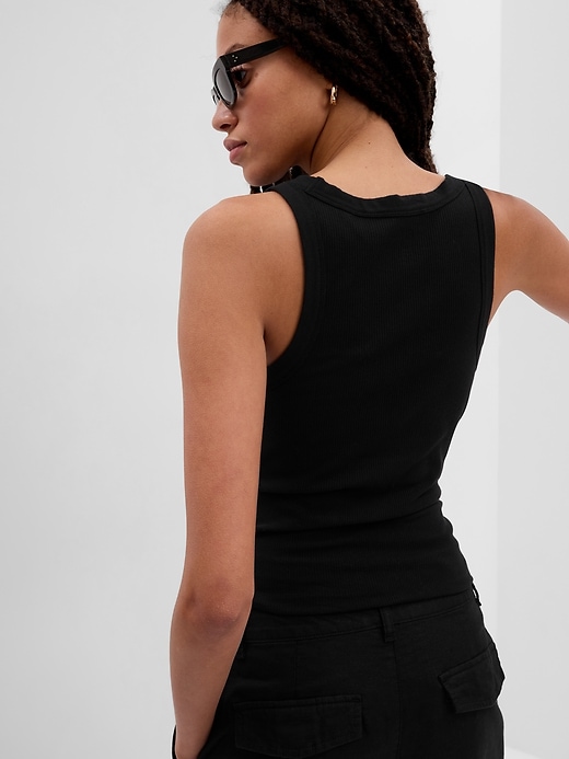 2 of 8 showing, with the color BLACK of product Rib Halter Tank Top