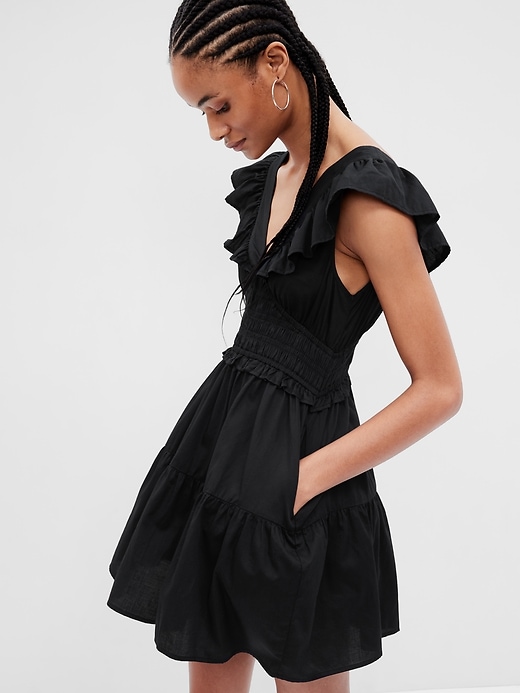 1 of 8 showing, with the color black of product Ruffle Mini Dress