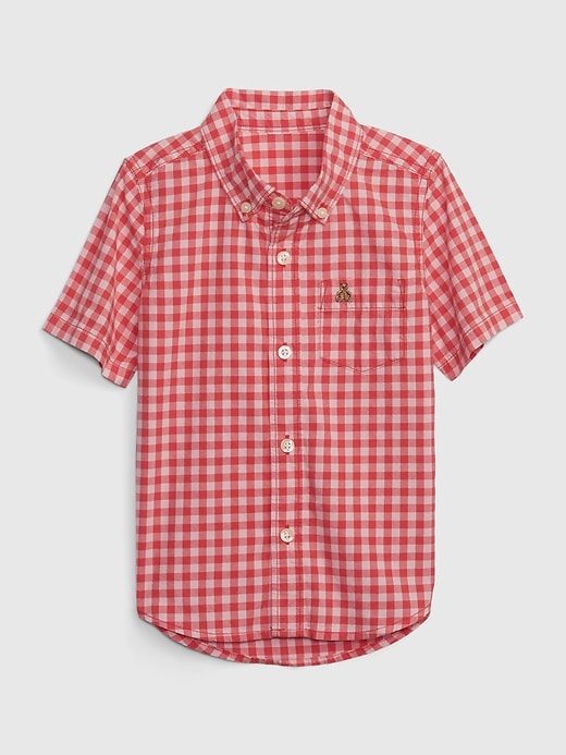 1 of 8 showing, with the color red check of product Toddler Checkered Poplin Shirt