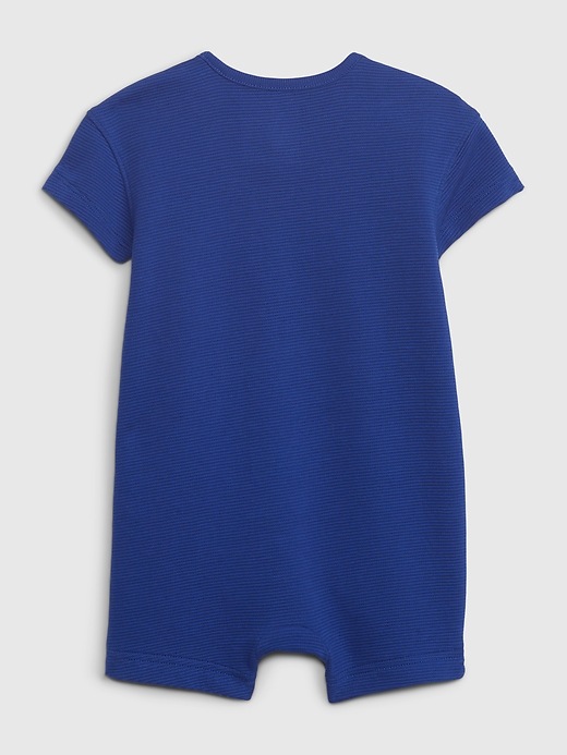 2 of 8 showing, with the color rolling bay blue of product Baby Henley Shorty One-Piece