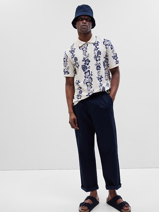 1 of 8 showing, with the color blue white floral of product Printed Pique Polo Shirt