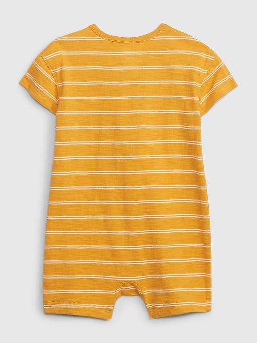 2 of 8 showing, with the color rugby gold of product Baby Stripe Henley Shorty One-Piece
