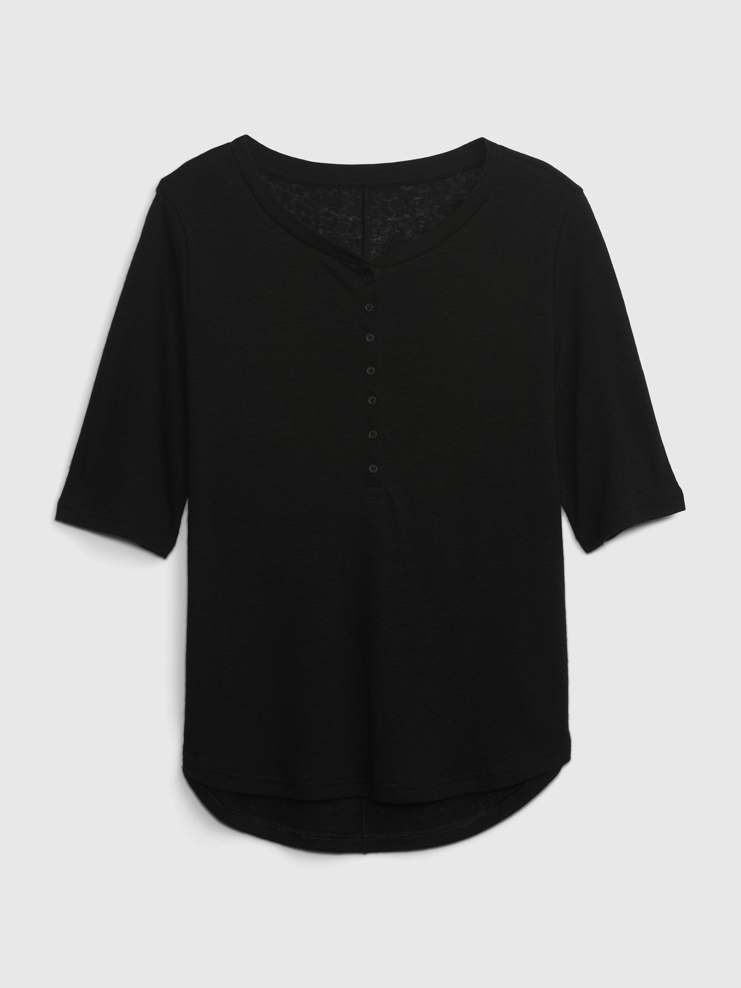 Linen-Blend Henley T-Shirt | Gap
