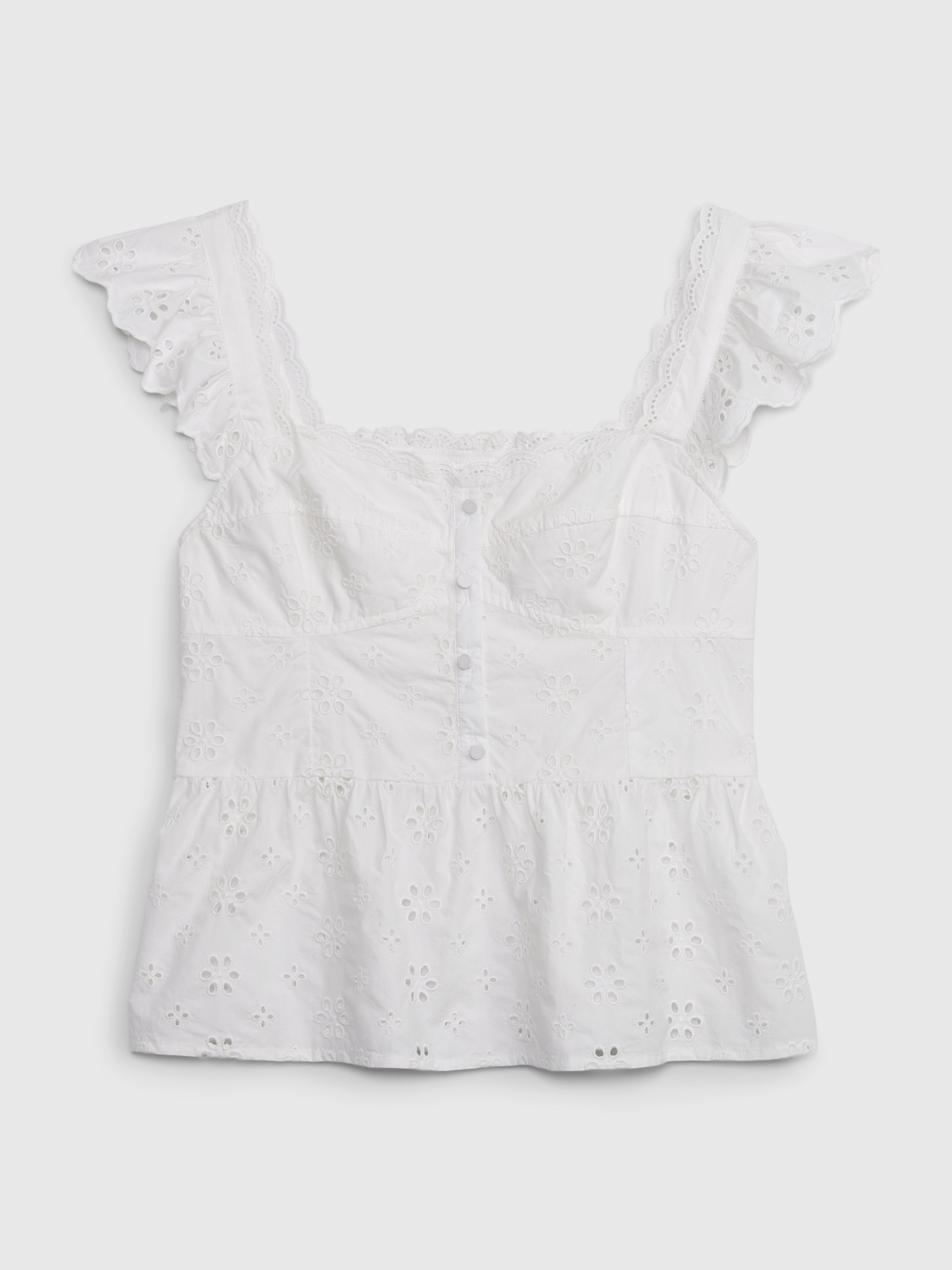Eyelet Corset Peplum Top Gap eyelet-corset-peplum-top-gap