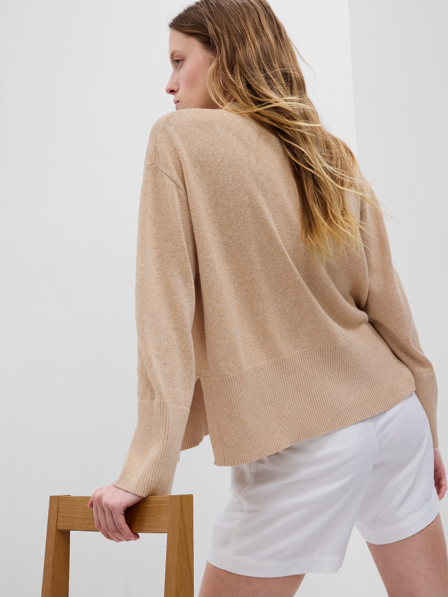 Linen-Blend Boyfriend Cardigan | Gap