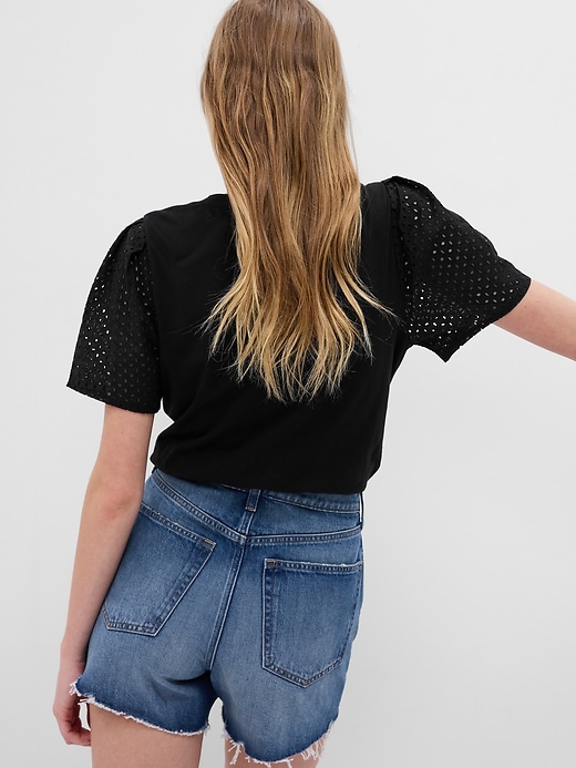 Image number 2 showing, Organic Cotton Vintage Eyelet Puff Sleeve T-Shirt