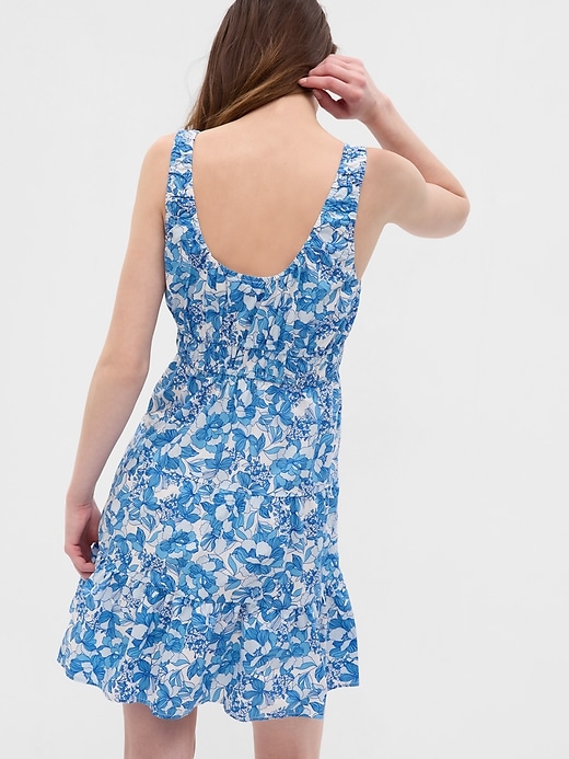 2 of 8 showing, with the color blue floral of product Ruffle Hem Mini Dress